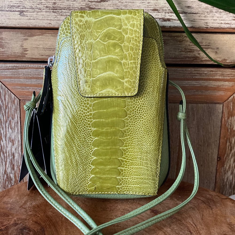 Ostrich LEATHER Crossbody Bag Cellphone Purse